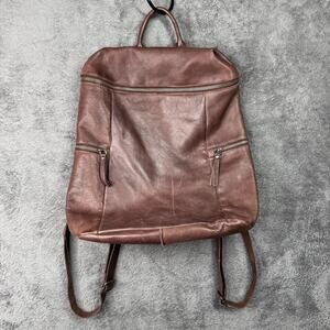 Vilenca Holland Backpack Cognac Brown Genuine Leather 15" Rucksack Lined Zip